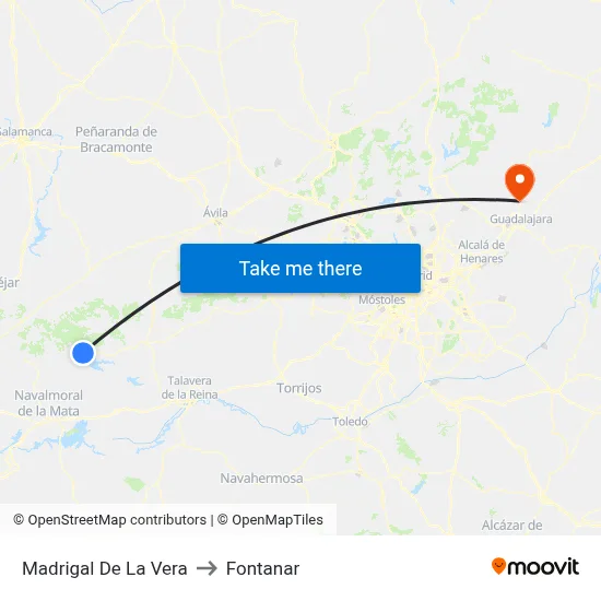 Madrigal De La Vera to Fontanar map