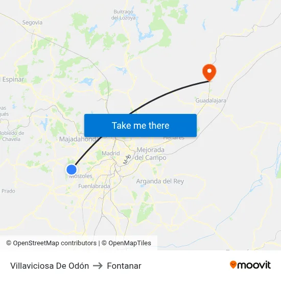 Villaviciosa De Odón to Fontanar map