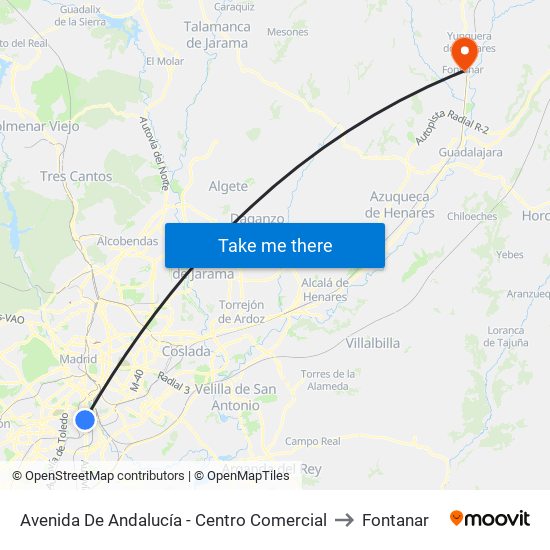 Avenida De Andalucía - Centro Comercial to Fontanar map