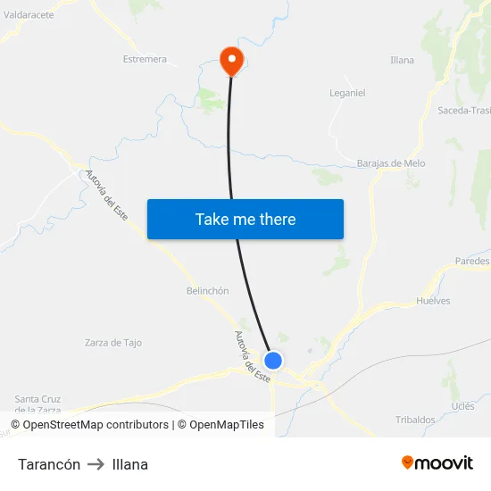 Tarancón to Illana map