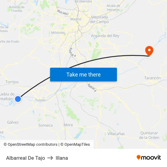 Albarreal De Tajo to Illana map