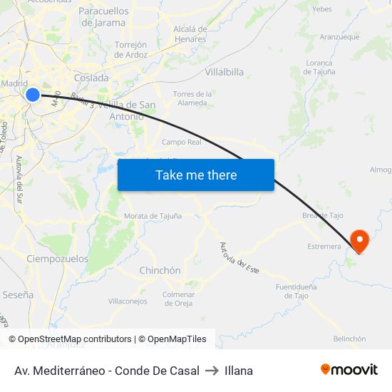 Av. Mediterráneo - Conde De Casal to Illana map