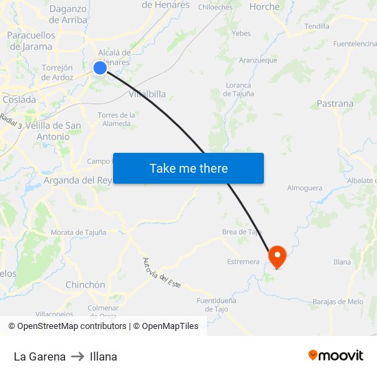 La Garena to Illana map