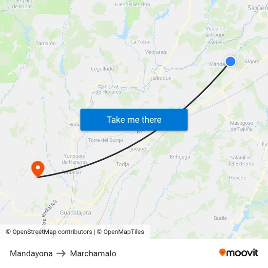 Mandayona to Marchamalo map