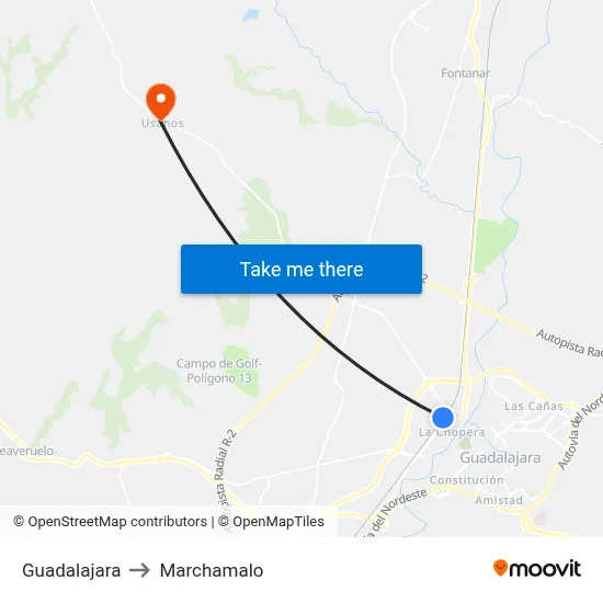 Guadalajara to Marchamalo map