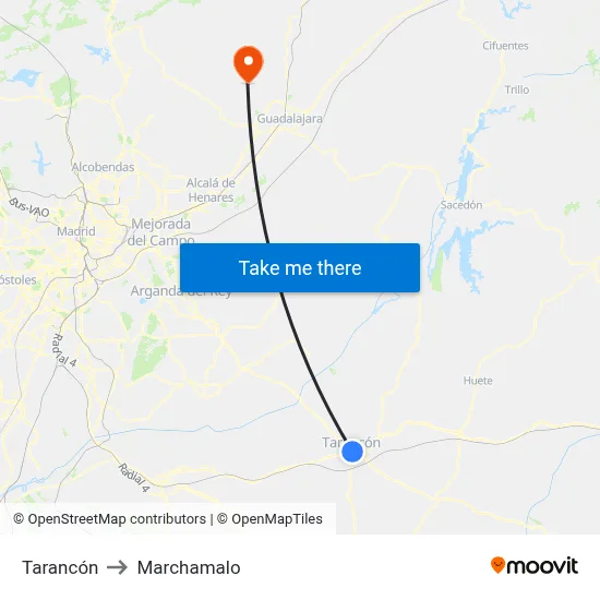 Tarancón to Marchamalo map