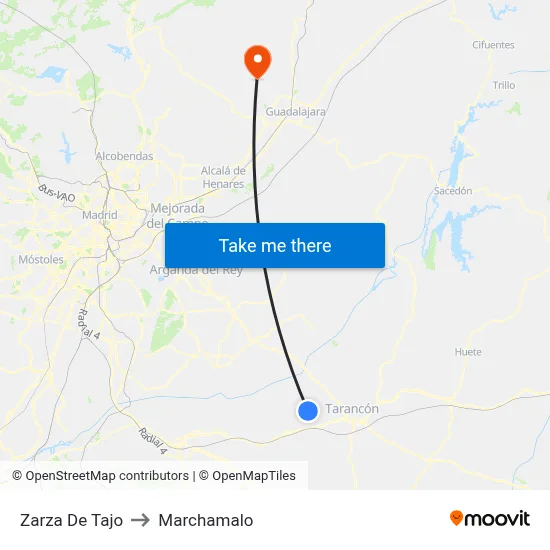 Zarza De Tajo to Marchamalo map