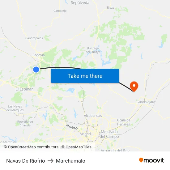 Navas De Riofrío to Marchamalo map