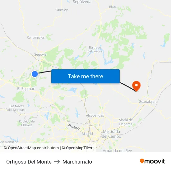 Ortigosa Del Monte to Marchamalo map
