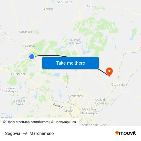 Segovia to Marchamalo map