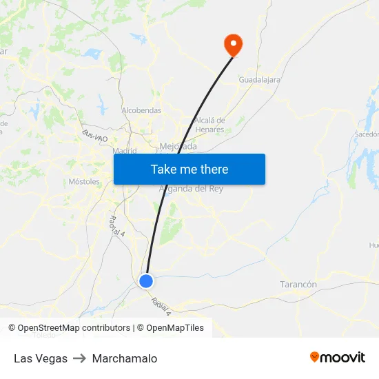 Las Vegas to Marchamalo map