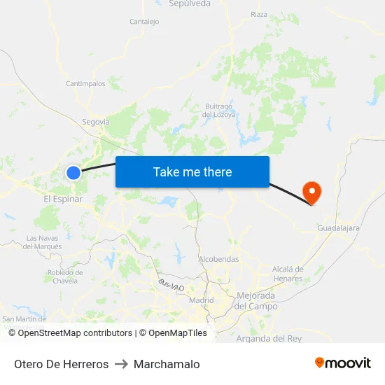 Otero De Herreros to Marchamalo map