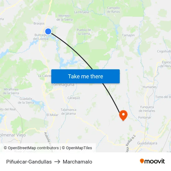 Piñuécar-Gandullas to Marchamalo map
