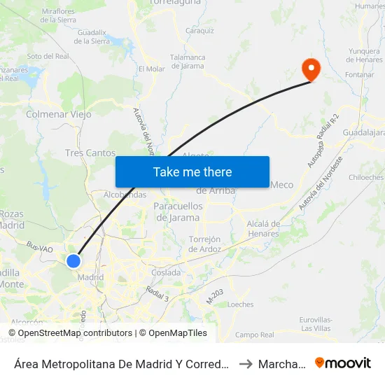 Área Metropolitana De Madrid Y Corredor Del Henares to Marchamalo map