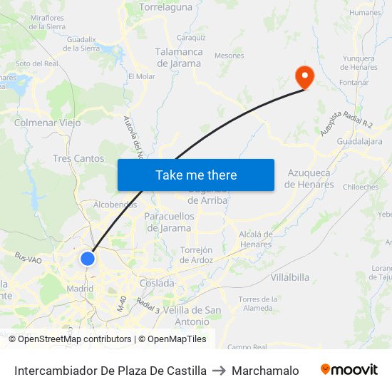 Intercambiador De Plaza De Castilla to Marchamalo map