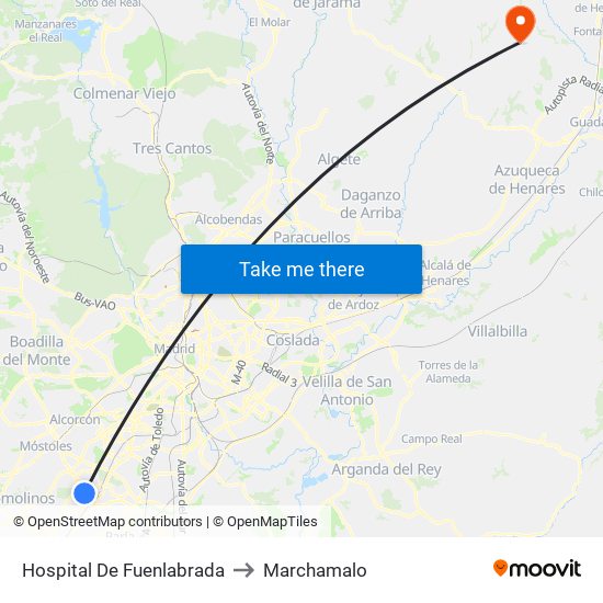 Hospital De Fuenlabrada to Marchamalo map