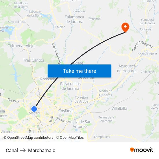 Canal to Marchamalo map