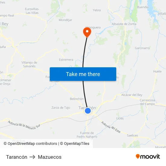 Tarancón to Mazuecos map