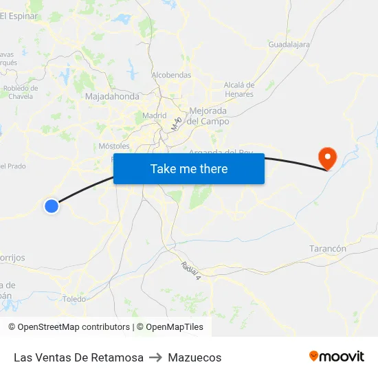 Las Ventas De Retamosa to Mazuecos map