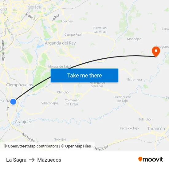 La Sagra to Mazuecos map
