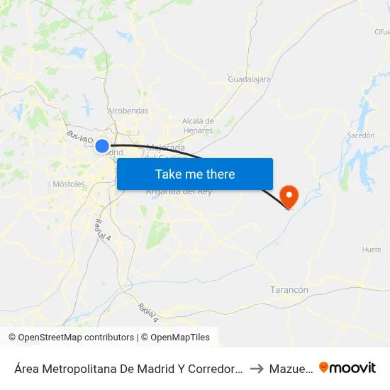 Área Metropolitana De Madrid Y Corredor Del Henares to Mazuecos map