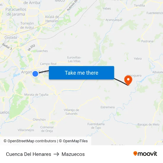 Cuenca Del Henares to Mazuecos map