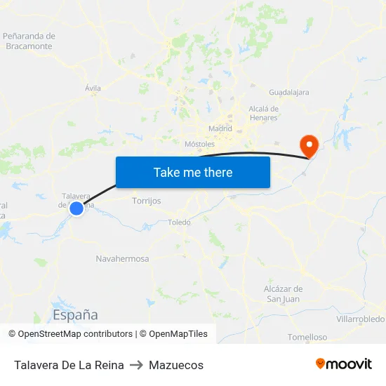 Talavera De La Reina to Mazuecos map