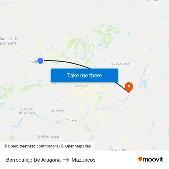 Berrocalejo De Aragona to Mazuecos map