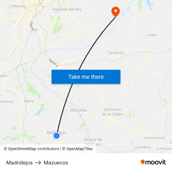 Madridejos to Mazuecos map