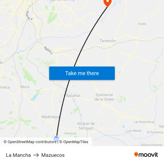 La Mancha to Mazuecos map