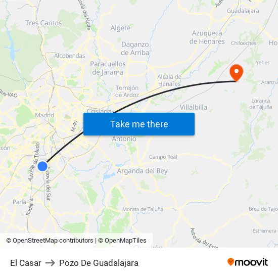 El Casar to Pozo De Guadalajara map