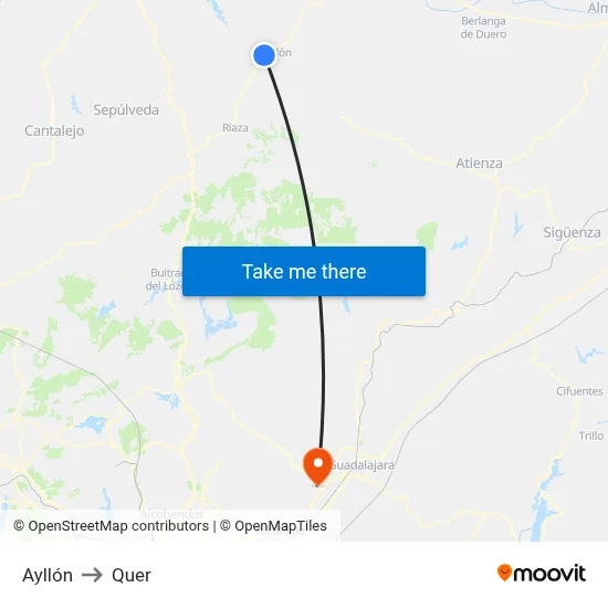 Ayllón to Quer map