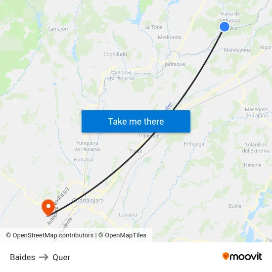 Baides to Quer map