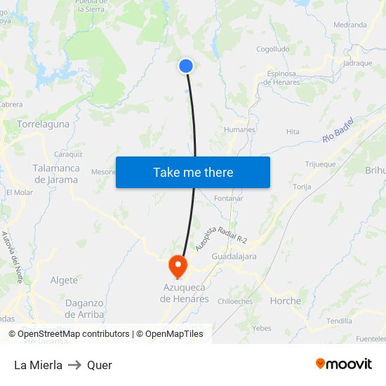 La Mierla to Quer map