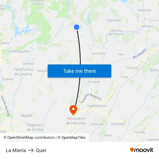 La Mierla to Quer map