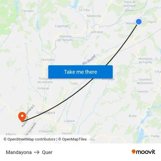 Mandayona to Quer map