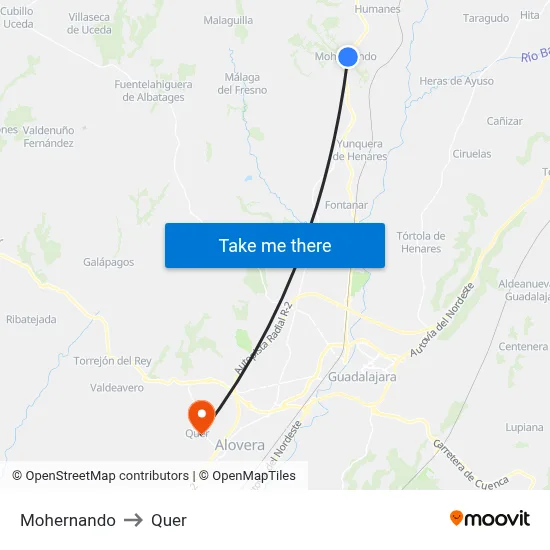 Mohernando to Quer map