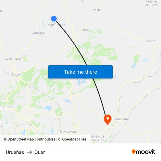 Urueñas to Quer map