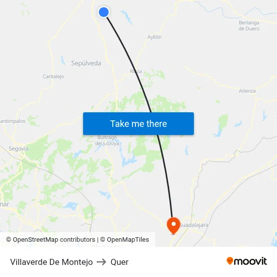 Villaverde De Montejo to Quer map