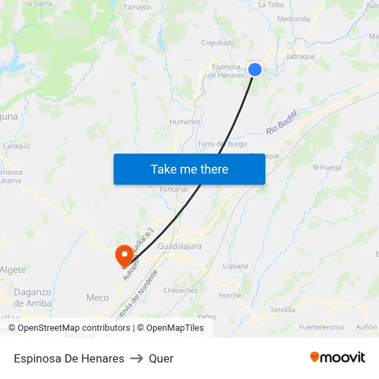Espinosa De Henares to Quer map