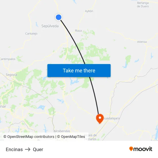 Encinas to Quer map