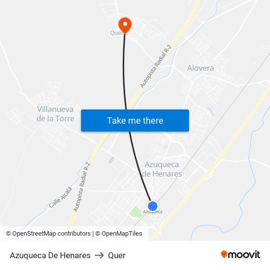 Azuqueca De Henares to Quer map