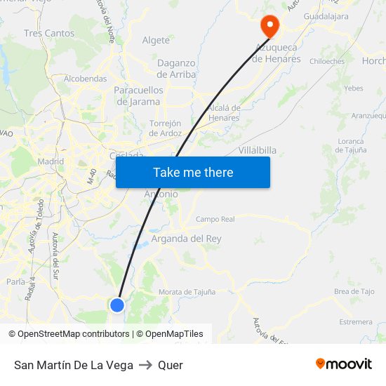 San Martín De La Vega to Quer map