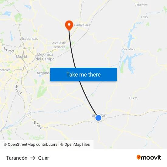 Tarancón to Quer map