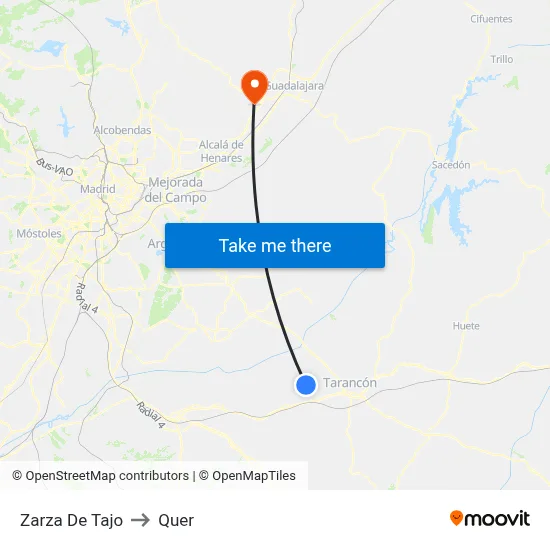 Zarza De Tajo to Quer map