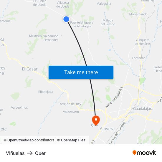 Viñuelas to Quer map