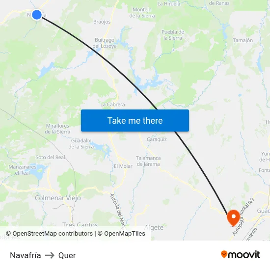 Navafría to Quer map