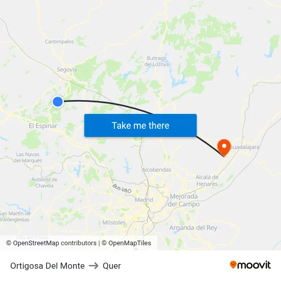 Ortigosa Del Monte to Quer map