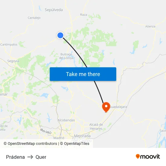 Prádena to Quer map