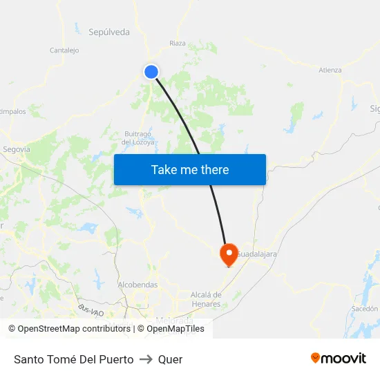 Santo Tomé Del Puerto to Quer map
